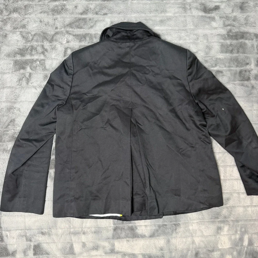 J.Crew Pea Coat Jacket Women 8T Black Double Breasted Ruffle Pocket Cotton Tall - Picture 7 of 9